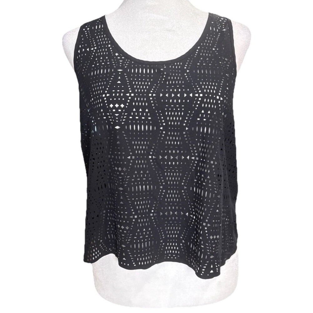 Alo Hollow Yoga Black Crop Top Size Small Performance Athletic Minimalist Airy